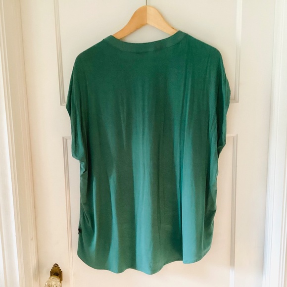 BANANA REPUBLIC Jade GREEN V-NECK SLEEVELESS TANK BLOUSE WOMENS Sz L minimalist - Picture 12 of 14